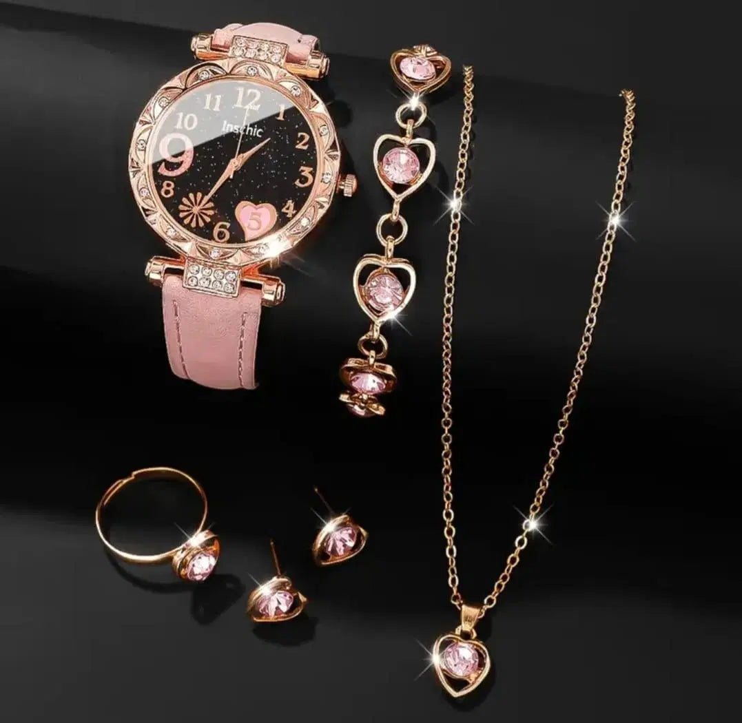Women's Quartz Bracelet Watch - With Jewelery Set