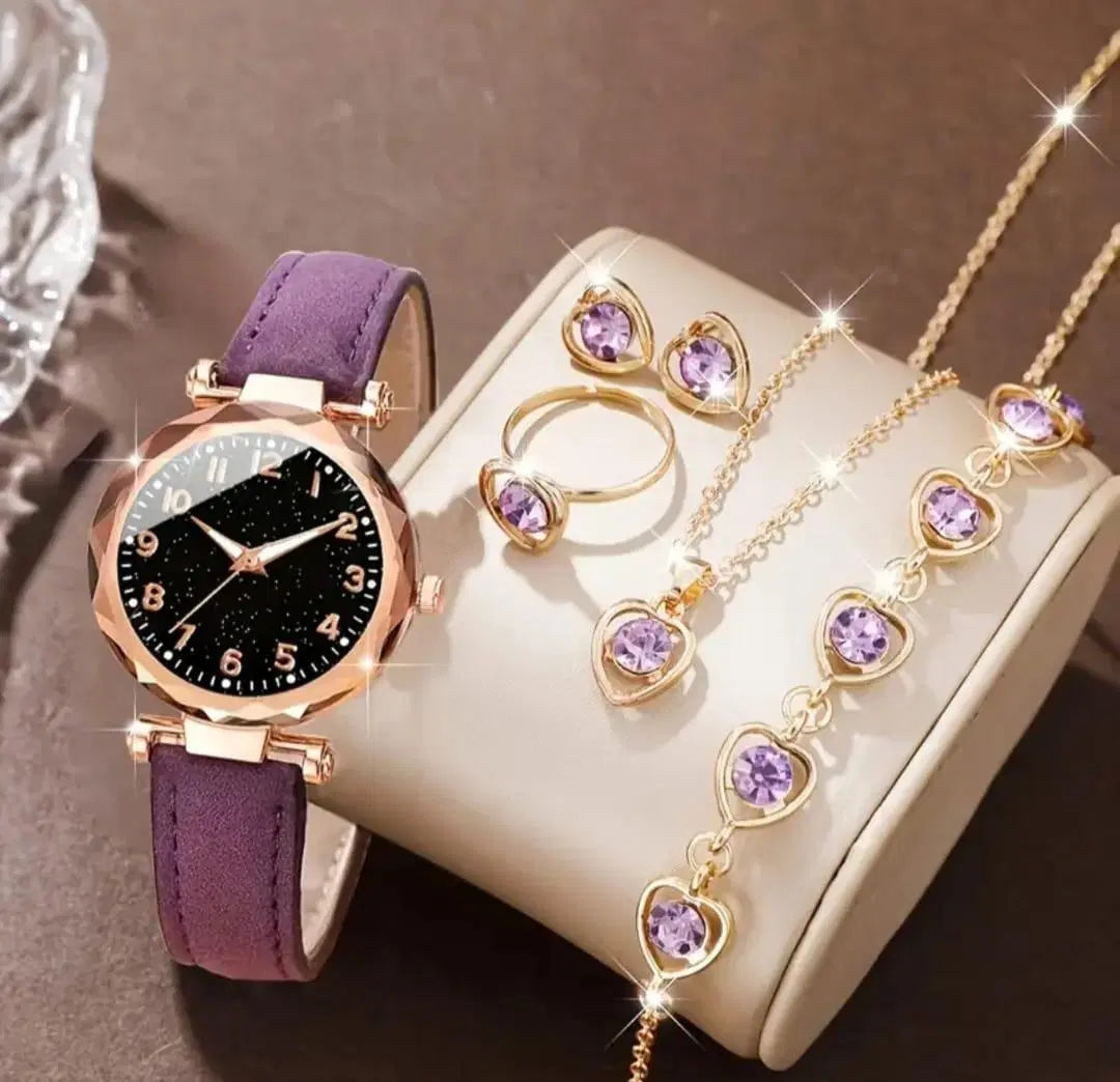 Women's Quartz Bracelet Watch - With Jewelery Set
