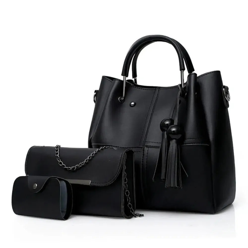 Stylish Women's Leather Hand Bag Set - 3 Pcs in Multiple Colors