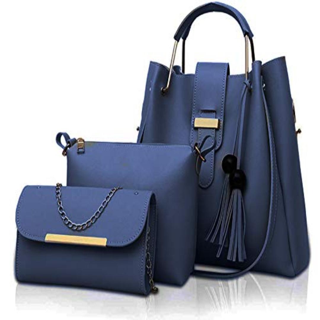 Stylish Women's Leather Hand Bag Set - 3 Pcs in Multiple Colors