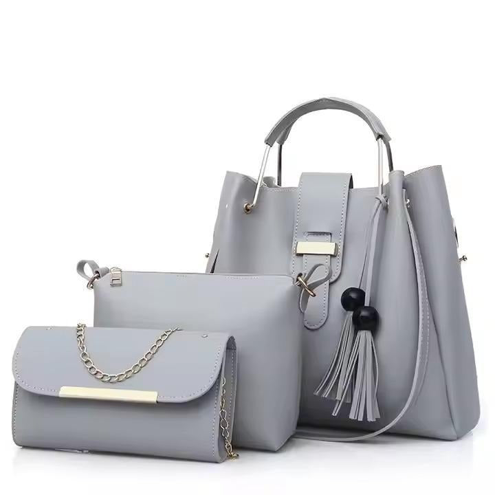 Stylish Women's Leather Hand Bag Set - 3 Pcs in Multiple Colors