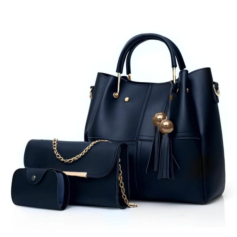 Stylish Women's Leather Hand Bag Set - 3 Pcs in Multiple Colors